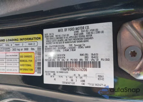 2016 Ford Mustang Ecoboost из США, поврежденный, VIN 1FA6P8TH8G5316206